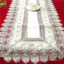 Grey double layer fabric lace embroidery table runner for wedding